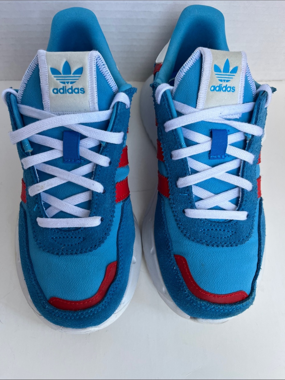 adidas Originals Kids Unisex Retropy F2 Sneakers Sz2 Textile Upper Suede Accents